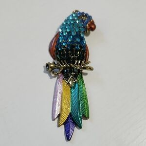 Vintage Stunning Blue and Green Parrot Pendant with Artistic Flair